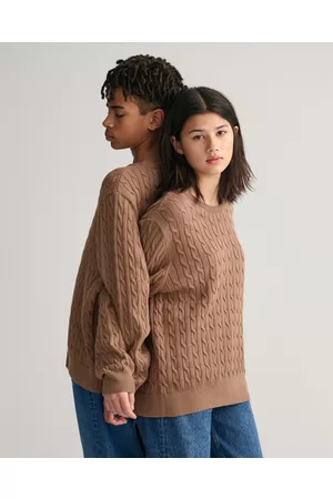 GANT Stickade tröjor - Teens Teens Shield kabelstickad crew neck bomullströja (170)