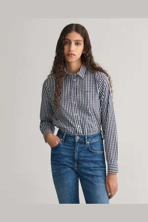 GANT Dam Regular fit ginghamvävd poplinskjorta (32)