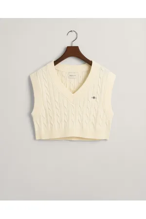 GANT Dam Cropped kabelstickad slipover (XS)