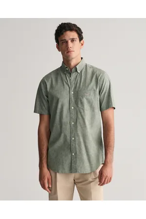 GANT Herr Regular fit kortärmad skjorta i bomull och linne (S)