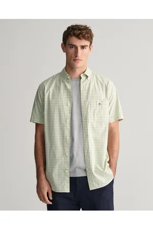 GANT Herr Regular fit ginghamvävd kortärmad poplinskjorta (S)