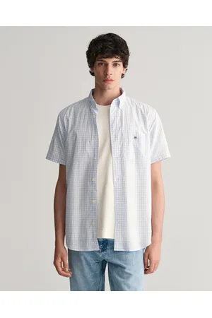 GANT Herr Regular fit ginghamvävd kortärmad poplinskjorta (S)