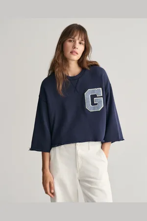 GANT Dam Kortärmad kort sweatshirt med G-märke (XXL)