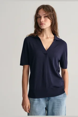 GANT Dam Finstickad kortärmad Rugger (XS)