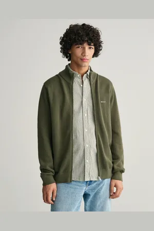 GANT Herr Cardigan i bomullspiké med dragkedja (XS)