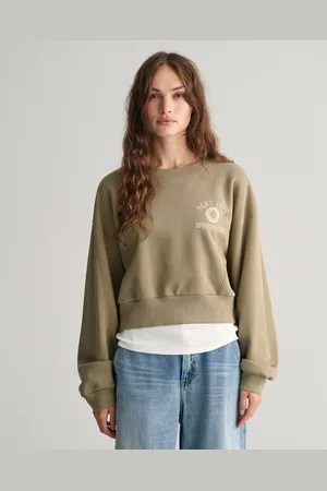 GANT Dam Sweatshirt med rund hals och emblem (M)