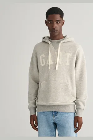 GANT Herr Melerad hoodie med tryck (S)