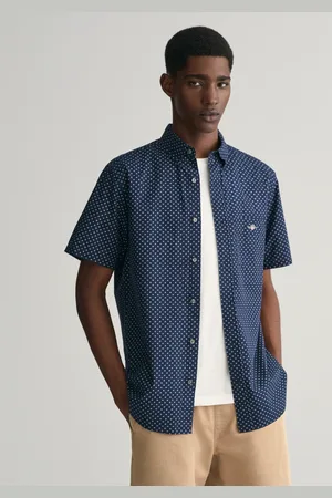 GANT Herr Regular fit småprickig kortärmad skjorta (S)