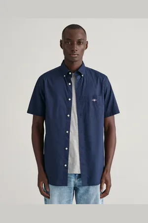 GANT Herr Regular fit kortärmad poplinskjorta (S)