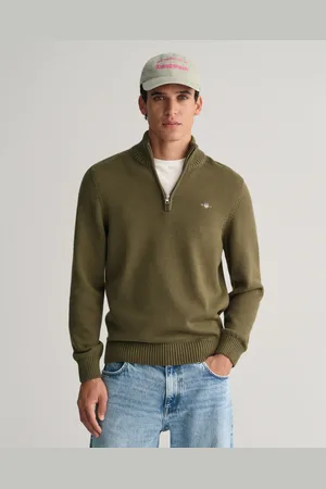 GANT Herr Casual bomullströja med halv dragkedja (M)