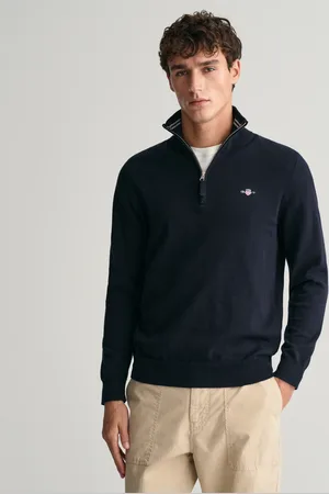 GANT Herr Classic bomullströja med halv dragkedja (S)