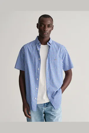 GANT Herr Regular fit ginghamvävd kortärmad poplinskjorta (S)