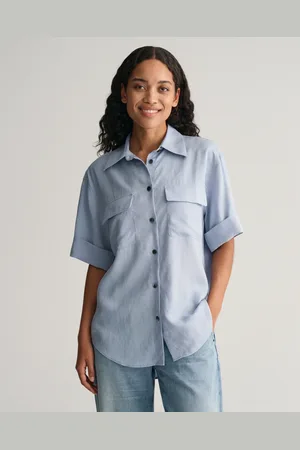 GANT Dam Relaxed fit kortärmad skjorta med fickdetaljer (32)