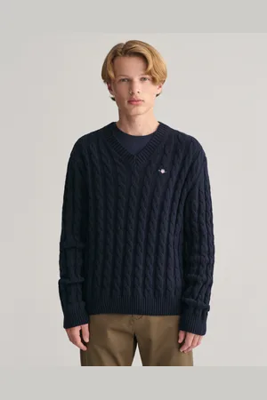 GANT Teens Teens Shield V-ringad kabelstickad tröja (134/140)
