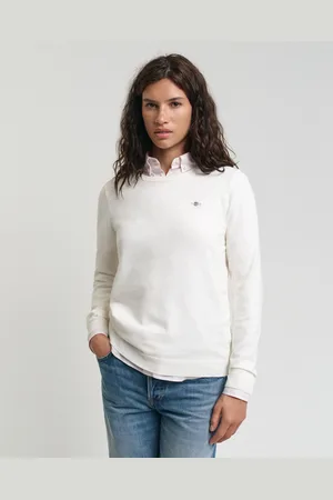GANT Dam Basic rundhalsad bomullströja (S)