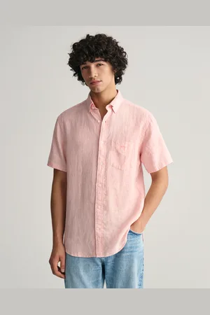 GANT Herr Regular fit randig kortärmad linneskjorta (S)