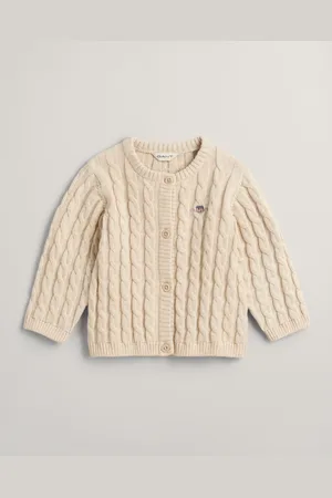 GANT Barn Baby Shield kabelstickad cardigan i bomull (68)