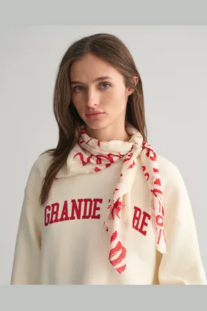 GANT Dam Sjal i bomull och silke med texttryck (ONE SIZE)