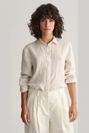 GANT Dam Regular fit randig linneskjorta (36)