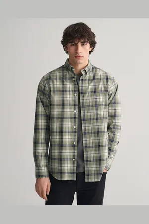 GANT Herr Regular fit rutig poplinskjorta (S)