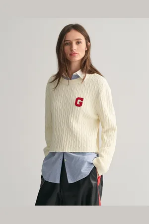 GANT Dam Kabelstickad tröja med G-märke (XS)