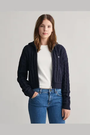 GANT Teens Teen Girls Shield cropped kabelstickad hoodie med dragkedja (134/140)