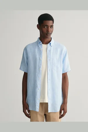 GANT Herr Regular fit kortärmad linneskjorta (S)
