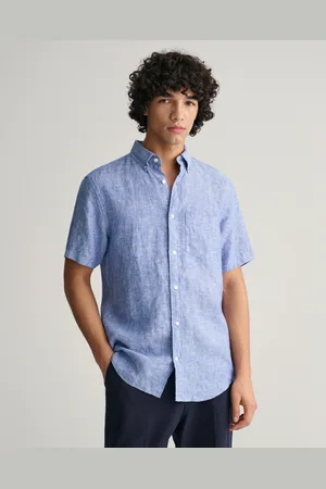 GANT Herr Regular fit kortärmad linneskjorta (S)