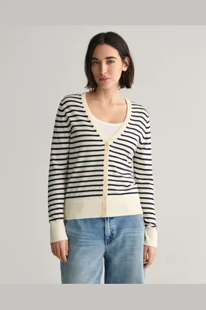GANT Dam Fine Knit Striped Cardigan (L)