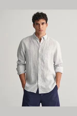 GANT Herr Regular fit randig linneskjorta (S)