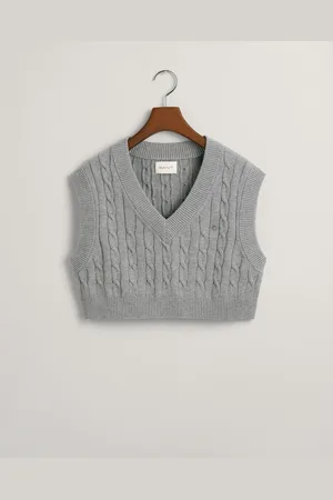 GANT Dam Cropped kabelstickad slipover (XS)