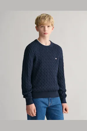 GANT Teens Teens Shield kabelstickad bomullströja med rund hals (134/140)