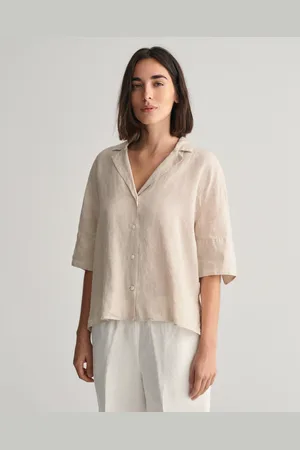 GANT Dam Relaxed fit kortärmad linneskjorta (32)