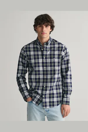 GANT Herr Regular fit rutig poplinskjorta (S)