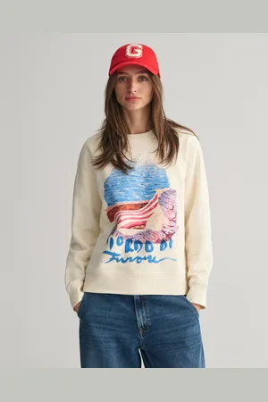GANT Dam Landskapsmönstrad rundhalsad sweatshirt (XS)