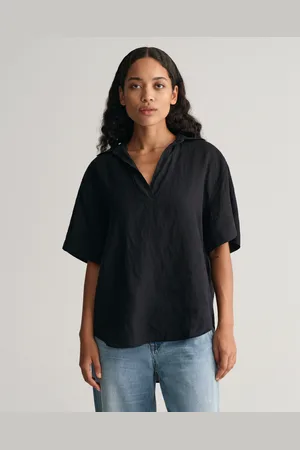 GANT Dam Relaxed fit kortärmad popover-skjorta i linne (32)