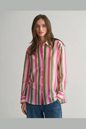 GANT Dam Relaxed fit randig skjorta i bomull och silke (34)