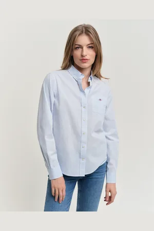 GANT Dam Basic Regular fit randig poplinskjorta (34)