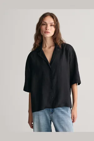 GANT Dam Relaxed fit kortärmad linneskjorta (32)