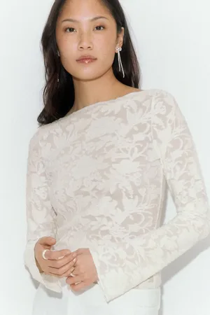 Gina Tricot Textured top - spetstoppar - Vit - XS - Dam