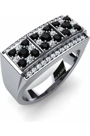 GLAMIRA Fashion HERRRINGAR Abstract Mind 375 Vitguld/Svart Diamant
