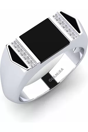 GLAMIRA Emalj HERRRINGAR Armin 375 Vitguld/Diamant