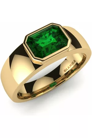 GLAMIRA Fashion HERRRINGAR Sporty 375 Gult Guld/Swarovski Grön