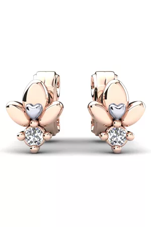 GLAMIRA Flower Örhängen Örhänge För Barn Chamika 585 Rött & Vit Guld/Diamant