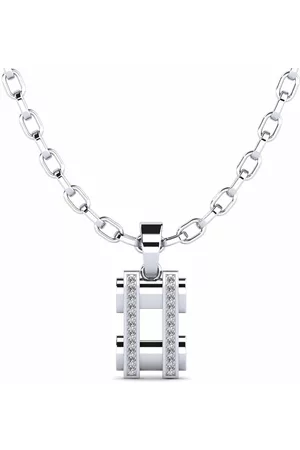 GLAMIRA Fashion HERRHALSBAND Hängsmycke Flax 585 Vitguld/Swarovski Kristaller