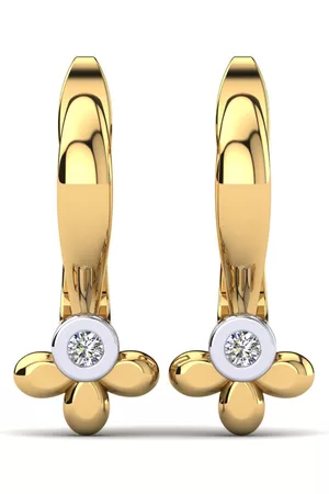 GLAMIRA Flower Örhängen Örhänge För Barn Aingeal 375 Gult & Vit Guld/Diamant