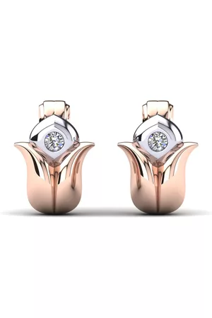GLAMIRA Flower Örhängen Örhänge För Barn Cailet 585 Rött & Vit Guld/Diamant