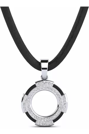 GLAMIRA Keramiska HERRHALSBAND Hängsmycke Clute 375 Vitguld/Diamant