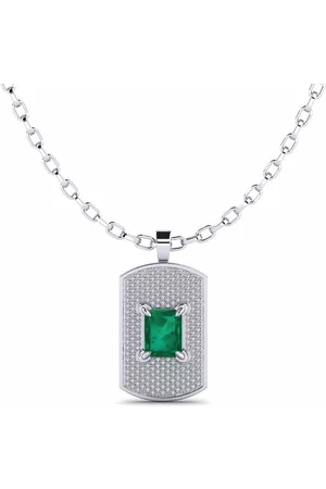 GLAMIRA Fashion HERRHALSBAND Hängsmycke Matthew 585 Vitguld/Smaragd