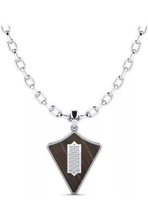 GLAMIRA Trä & Kol HERRHALSBAND Hängsmycke Cody 375 Vitguld/Diamant